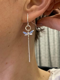 *Серьги Стрекозы Эмаль Голубая арт. 02-4642-01-000-0200-71-374 вес 3,29 г - фото 275426