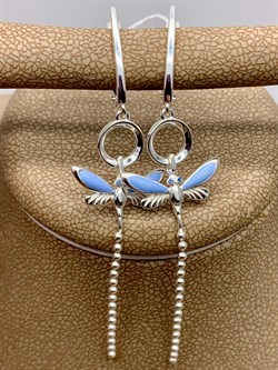 *Серьги Стрекозы Эмаль Голубая арт. 02-4642-01-000-0200-71-374 вес 3,29 г - фото 275427