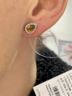 *Серьги Пусеты Султанит иск арт. 02-2228/00СТ-00-807 вес 2,34 г - фото 275437