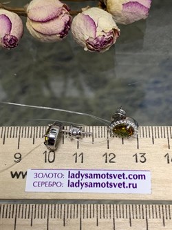 *Серьги Пусеты Султанит иск арт. 02-2228/00СТ-00-807 вес 2,34 г - фото 275439