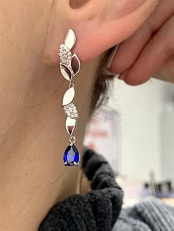 *Серьги Сапфир иск арт. 02-2048/0ГТС-00-075 вес 5,06 г - фото 275694