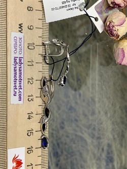 *Серьги Сапфир иск арт. 02-2048/0ГТС-00-075 вес 5,06 г - фото 275696