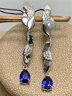 *Серьги Сапфир иск арт. 02-2048/0ГТС-00-075 вес 5,06 г - фото 275697