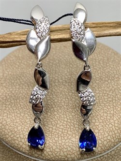 *Серьги Сапфир иск арт. 02-2048/0ГТС-00-075 вес 5,06 г - фото 275699