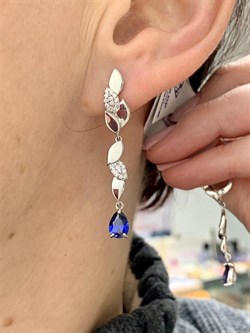 *Серьги Сапфир иск арт. 02-2048/0ГТС-00-075 вес 5,06 г - фото 275701