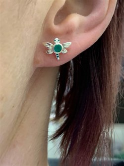 *Серьги Стрекозы Пусеты Зеленый Агат Халцедон арт. 02-4639-00-274-0200-68-732 вес 1,60 г - фото 275994 *Серьги Стрекозы Пусеты Зеленый Агат Халцедон арт. 02-4639-00-274-0200-68-732 вес 1,60 г - фото 275994