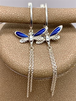 *Серьги Стрекозы Эмаль Синяя арт. 02-4670-01-000-0200-71-626 вес 3,74 г - фото 276001 *Серьги Стрекозы Эмаль Синяя арт. 02-4670-01-000-0200-71-626 вес 3,74 г - фото 276001