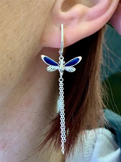 *Серьги Стрекозы Эмаль Синяя арт. 02-4670-01-000-0200-71-626 вес 3,74 г - фото 276002 *Серьги Стрекозы Эмаль Синяя арт. 02-4670-01-000-0200-71-626 вес 3,74 г - фото 276002