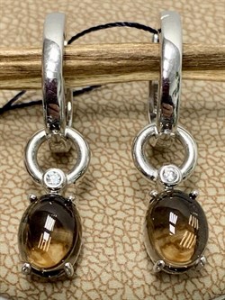 *Серьги Конго Дымчатый Кварц арт. 02-2307/00РТ-00-258 вес 4,25 г - фото 276032