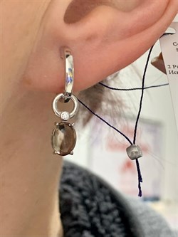 *Серьги Конго Дымчатый Кварц арт. 02-2307/00РТ-00-258 вес 4,25 г - фото 276035