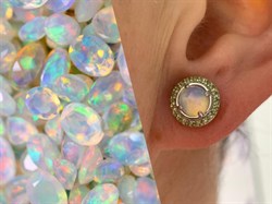 *Серьги Пусеты Опал Эфиопия арт. 02-2730/00ОБ-00-060 вес 3,68 г - фото 276148