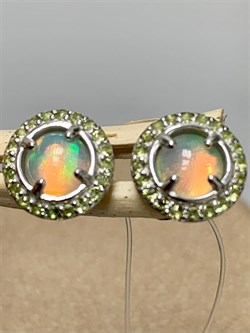 *Серьги Пусеты Опал Эфиопия арт. 02-2730/00ОБ-00-408 вес 3,58 г - фото 276163