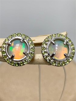 *Серьги Пусеты Опал Эфиопия арт. 02-2730/00ОБ-00-408 вес 3,58 г - фото 276166