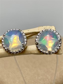 *Серьги Пусеты Опал Эфиопия арт. 02-2790/00ОБ-00-387 вес 2,19 г - фото 276257