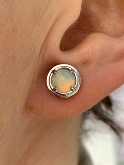 *Серьги Пусеты Опал Эфиопия арт. 02-2733/00ОБ-00-483 вес 2,66 г - фото 276331