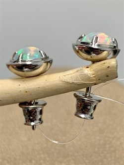 *Серьги Пусеты Опал Эфиопия арт. 02-2733/00ОБ-00-483 вес 2,66 г - фото 276332