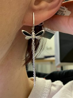 *Серьги Стрекозы Эмаль Черная арт. 02-4670-00-000-0200-71-721 вес 3,81 г - фото 276357 *Серьги Стрекозы Эмаль Черная арт. 02-4670-00-000-0200-71-721 вес 3,81 г - фото 276357
