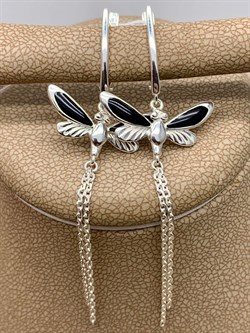 *Серьги Стрекозы Эмаль Черная арт. 02-4670-00-000-0200-71-721 вес 3,81 г - фото 276358 *Серьги Стрекозы Эмаль Черная арт. 02-4670-00-000-0200-71-721 вес 3,81 г - фото 276358