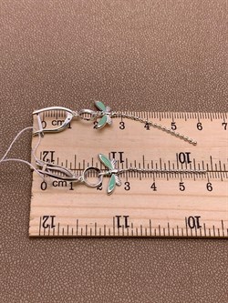 *Серьги Стрекозы Эмаль Мятная арт. 02-4642-02-000-0200-71-389 вес 3,39 г - фото 276431 *Серьги Стрекозы Эмаль Мятная арт. 02-4642-02-000-0200-71-389 вес 3,39 г - фото 276431