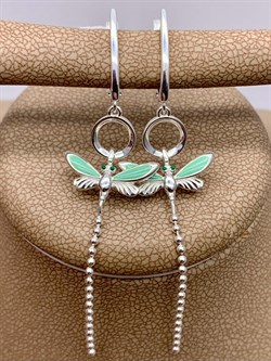 *Серьги Стрекозы Эмаль Мятная арт. 02-4642-02-000-0200-71-389 вес 3,39 г - фото 276434 *Серьги Стрекозы Эмаль Мятная арт. 02-4642-02-000-0200-71-389 вес 3,39 г - фото 276434