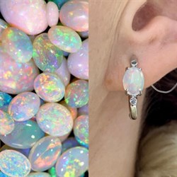 *Серьги Конго Опал Эфиопия арт. 02-2723/00ОБ-00-606 вес 4,48 г - фото 276468