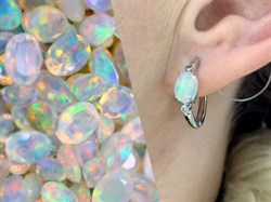 *Серьги Конго Опал Эфиопия арт. 02-2723/00ОБ-00-606 вес 4,48 г - фото 276474