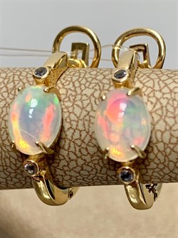 *Серьги Конго Опал Эфиопия арт. 02-2723/00ОБ-08-807 вес 4,5 г - фото 276514