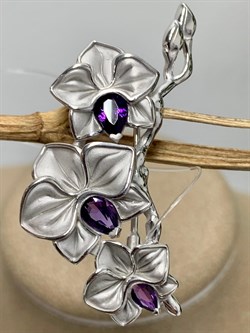*Брошь Орхидея Аметист синт арт. 04-0904/00АМ-00-209 вес 6,28 г - фото 276933 *Брошь Орхидея Аметист синт арт. 04-0904/00АМ-00-209 вес 6,28 г - фото 276933