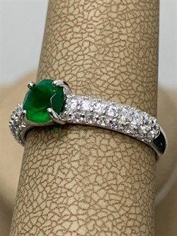 *Кольцо р.18 Зеленый Агат арт. 01-1664/00АГ-00-988 вес 2,74 г - фото 277223