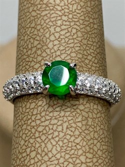 *Кольцо р.18 Зеленый Агат арт. 01-1664/00АГ-00-988 вес 2,74 г - фото 277224