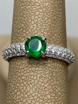 *Кольцо р.18 Зеленый Агат арт. 01-1664/00АГ-00-988 вес 2,74 г - фото 277225