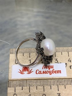 *Кольцо р.20 Белый Жемчуг Черная Шпинель иск арт. 01-2272/00ЖБ-00-576 вес 6,85 г - фото 277285 *Кольцо р.20 Белый Жемчуг Черная Шпинель иск арт. 01-2272/00ЖБ-00-576 вес 6,85 г - фото 277285