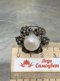 *Кольцо р.20 Белый Жемчуг Черная Шпинель иск арт. 01-2272/00ЖБ-00-576 вес 6,85 г - фото 277286 *Кольцо р.20 Белый Жемчуг Черная Шпинель иск арт. 01-2272/00ЖБ-00-576 вес 6,85 г - фото 277286