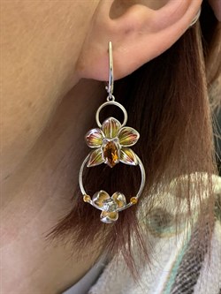 *Серьги Орхидеи Цитрин Эмаль арт. 02-4792-00-206-0200-68-761 вес 7,39 г - фото 277707 *Серьги Орхидеи Цитрин Эмаль арт. 02-4792-00-206-0200-68-761 вес 7,39 г - фото 277707