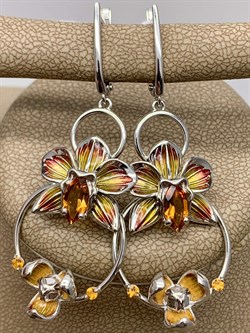 *Серьги Орхидеи Цитрин Эмаль арт. 02-4792-00-206-0200-68-761 вес 7,39 г - фото 277708 *Серьги Орхидеи Цитрин Эмаль арт. 02-4792-00-206-0200-68-761 вес 7,39 г - фото 277708