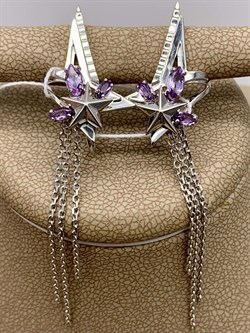 *Серьги Звезды Каффы Аметист арт. 02-4724-00-203-0200-69-249 вес 5,18 г - фото 277769 *Серьги Звезды Каффы Аметист арт. 02-4724-00-203-0200-69-249 вес 5,18 г - фото 277769