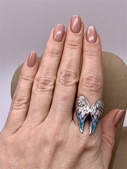 *Кольцо Крылья Ангела р.18,5 Эмаль Голубая арт. 01-5472-00-000-0200-68-116 вес 6,48 г - фото 277811 *Кольцо Крылья Ангела р.18,5 Эмаль Голубая арт. 01-5472-00-000-0200-68-116 вес 6,48 г - фото 277811