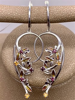 *Серьги Ветви Цитрин Гранат Родолит арт. 02-4748-00-722-0200-68-350 вес 6,46 г - фото 277860 *Серьги Ветви Цитрин Гранат Родолит арт. 02-4748-00-722-0200-68-350 вес 6,46 г - фото 277860