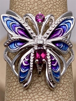 *Кольцо р. 18,5 Бабочка Гранат Родолит Эмаль арт. 01-5484-00-204-0200-69-714 вес 4,81 г - фото 277947 *Кольцо р. 18,5 Бабочка Гранат Родолит Эмаль арт. 01-5484-00-204-0200-69-714 вес 4,81 г - фото 277947