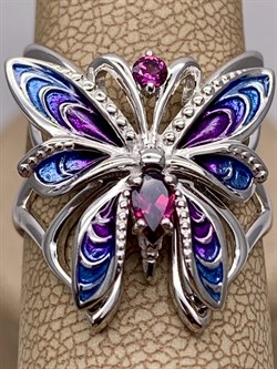 *Кольцо р. 18,5 Бабочка Гранат Родолит Эмаль арт. 01-5484-00-204-0200-69-714 вес 4,81 г - фото 277948 *Кольцо р. 18,5 Бабочка Гранат Родолит Эмаль арт. 01-5484-00-204-0200-69-714 вес 4,81 г - фото 277948