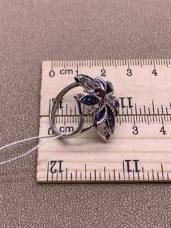 *Кольцо р.19 Бабочка Гранат Родолит Эмаль арт. 01-5484-00-204-0200-69-615 вес 4,88 г - фото 277952