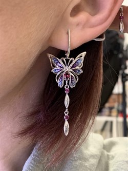 *Серьги Бабочки Гранат Родолит Эмаль арт. 02-4783-00-204-0200-69-411 вес 7,13 г - фото 277987 *Серьги Бабочки Гранат Родолит Эмаль арт. 02-4783-00-204-0200-69-411 вес 7,13 г - фото 277987