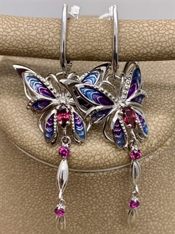 *Серьги Бабочки Гранат Родолит Эмаль арт. 02-4783-00-204-0200-69-411 вес 7,13 г - фото 277988 *Серьги Бабочки Гранат Родолит Эмаль арт. 02-4783-00-204-0200-69-411 вес 7,13 г - фото 277988