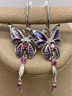 *Серьги Бабочки Гранат Родолит Эмаль арт. 02-4783-00-204-0200-69-411 вес 7,13 г - фото 277989 *Серьги Бабочки Гранат Родолит Эмаль арт. 02-4783-00-204-0200-69-411 вес 7,13 г - фото 277989