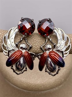 *Серьги Скарабеи Эмаль Фианит арт. 02-4778-00-404-0200-68-691 вес 8,15 г - фото 278046 *Серьги Скарабеи Эмаль Фианит арт. 02-4778-00-404-0200-68-691 вес 8,15 г - фото 278046