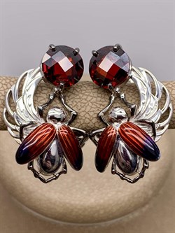 *Серьги Скарабеи Эмаль Фианит арт. 02-4778-00-404-0200-68-691 вес 8,15 г - фото 278047 *Серьги Скарабеи Эмаль Фианит арт. 02-4778-00-404-0200-68-691 вес 8,15 г - фото 278047