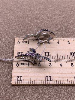 *Серьги Стрекозы Аметист Эмаль арт. 02-4782-00-203-0200-68-366 вес 6,44 г - фото 278137