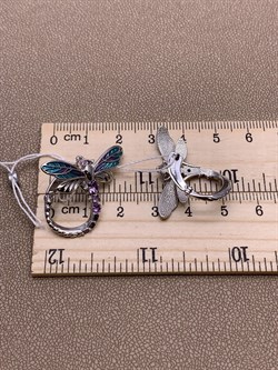 *Серьги Стрекозы Аметист Эмаль арт. 02-4782-00-203-0200-68-366 вес 6,44 г - фото 278138