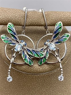 *Серьги Стрекозы Голубой Топаз Эмаль арт. 02-4781-00-201-0200-68-624 вес 7,95 г - фото 278168 *Серьги Стрекозы Голубой Топаз Эмаль арт. 02-4781-00-201-0200-68-624 вес 7,95 г - фото 278168