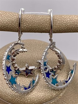 *Серьги Полумесяцы Эмаль арт. 02-4744-00-000-0200-69-466 вес 6,46 г - фото 278236